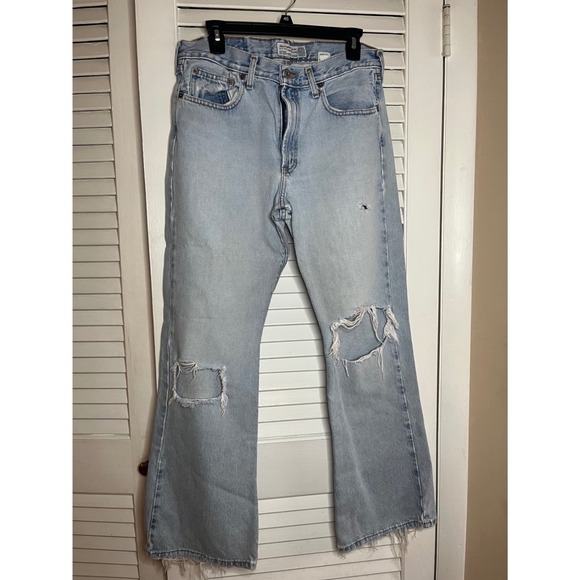 Abercrombie & Fitch Denim - Vtg 1981 Abercrombie & Fitch Vintage Distressed High Rise Flare Leg Jeans 10